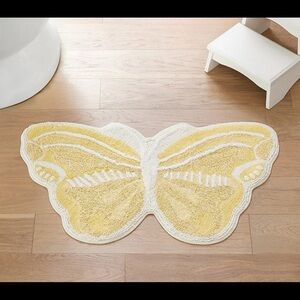 Pottery Barn Kids Yellow and White Butterfly Bath Mat